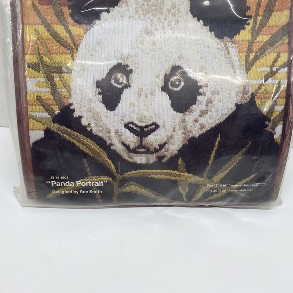 Fireside Longstitch Needlepoint Kit Panda Portrait Factory Sealed 1983 Crafts - Picture 5 of 9